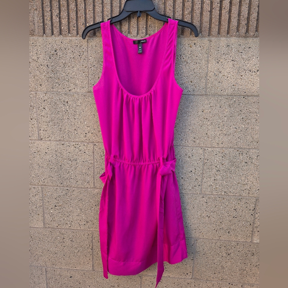 Aqua Fuchsia Sleeveless Midi Dress